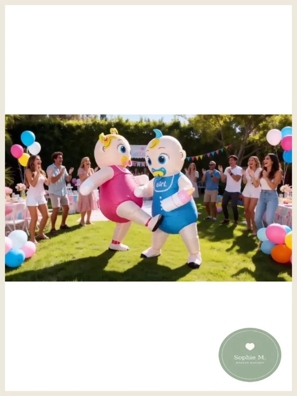 Inflatable Baby Costume Set for Gender Reveal Party with Blower Fans